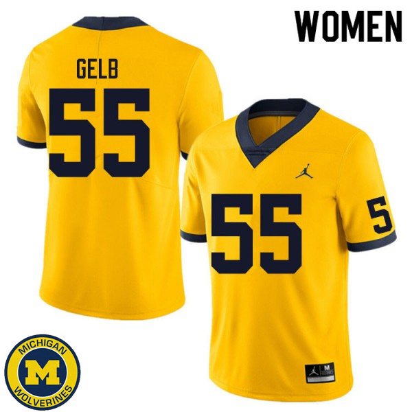 Women Michigan Wolverines #55 Mica Gelb Yellow Football Jersey